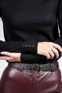 Women Wool Blend Round Neck - Black