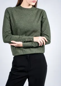 Women Wool Blend Round Neck - Olive Green