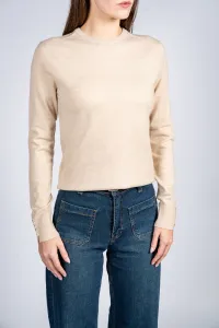 Women Wool Blend Round Neck - Beige