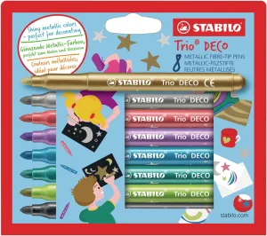 STABILO Trio DECO Metallic Felt-Tip Pens Pack of 8 Colors
