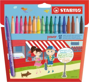 STABILO power Felt-Tip Pens Pack of 18 Colors