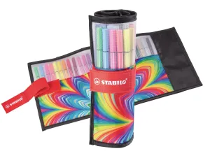 STABILO Pen 68 ARTY Felt-Tip Pens Roll-Up Case of 25 Colors