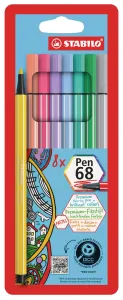 STABILO Pen 68 Pastel Felt-Tip Pens Pack of 8 Colors