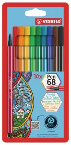 STABILO Pen 68 Felt-Tip Pens Pack of 10 Colors