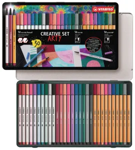 STABILO ARTY Creative Set Metal Box of 30 Pens (Pen 68, point 88 & Pen 68 brush)