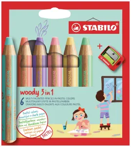 STABILO woody 3 in 1 Pastel Pack of 6 Colors
