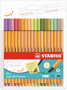 STABILO point 88 Fineliners Zig-Zag Desk Set of 18 Colors