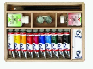 Van Gogh Acrylic colour wooden box Basic | 10 x 40 ml + accessories