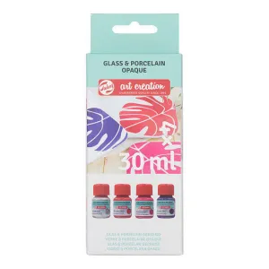 Talens Art Creation Glass & Porcelain Opaque Pink Silver Set 4x30 ml