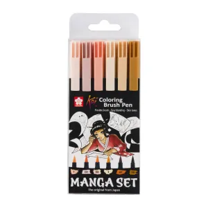 Sakura Koi Coloring Brush Pen Manga Set 6 Colours