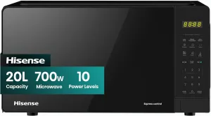 Hisense Microwave 700W 20L 10 Levels  Digital Black