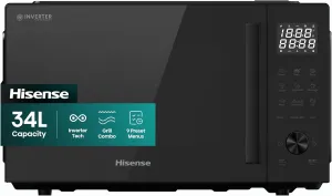 Hisense Microwave Oven Black 34L Grill Inverter 1000W