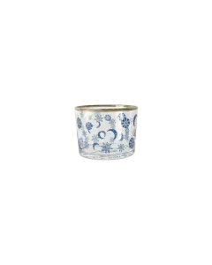 Astres Glass Cups Blue + Silver Rim Set Of 4