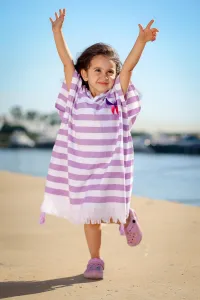 Beach cover-up Linen purple stripes