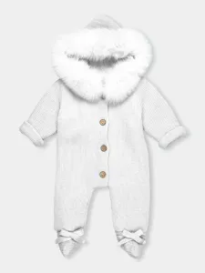 Mac ilusion Fur hood onesie- White