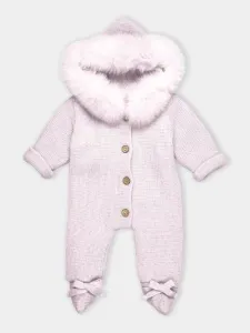 Mac ilusion Fur hood onesie- Pink