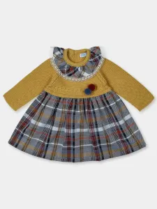 Knitted checkers yellow dress-