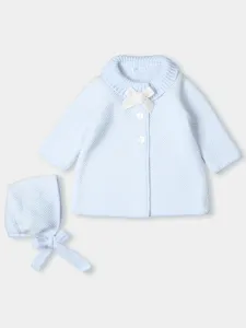 Knitted coat & beanie set- Blue
