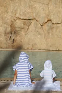 Linen beach cover-up blue