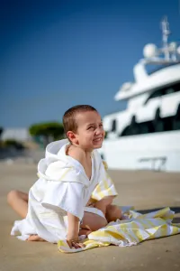 Beach cover-up Linen thin yellow stripes