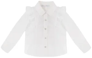 Balloon chic ruffle shirt- White colour