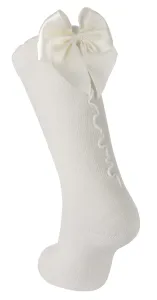 BOW WAVY socks- White