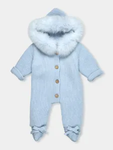 Mac ilusion Fur hood onesie- Blue