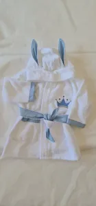 Bunny Bathrobe- Blue crown- 0-2 years