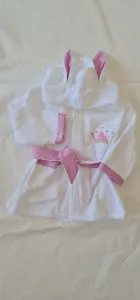 Bunny Bathrobe- Pink crown- 0-2 years