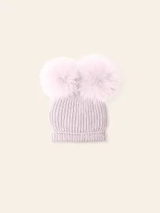 Mac ilusion double pompom fur Beanie- Pink