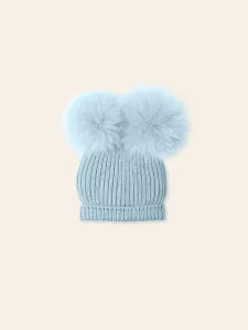 Mac ilusion double pompom fur Beanie- Blue