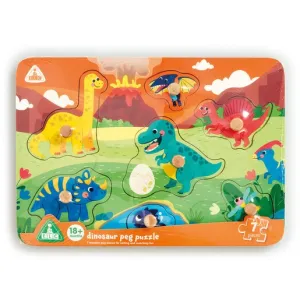Early Learning Centre Wooden Dinosaur Peg Puzzle 7 Pieces