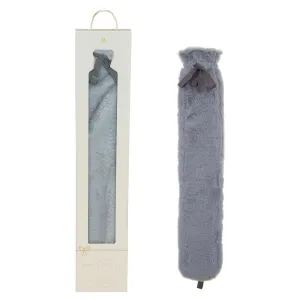 Long Hotwater Bottle - Grey Faux Fur