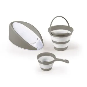 Dolu Triple Baby Bath Seat, Bucket & Pourer- Gray / 4P