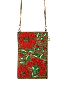 Red Flower Beaded Mobile Holder