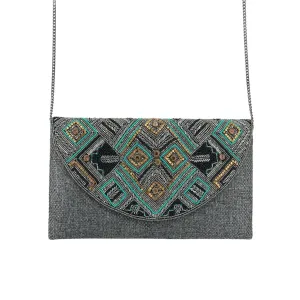 Golden Diamonds Beaded Clutch