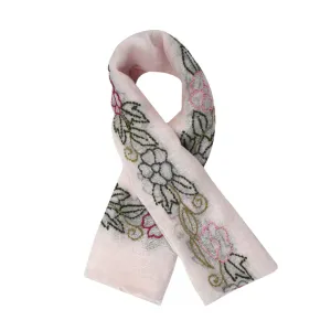 Pink Flowers Linen Scarf
