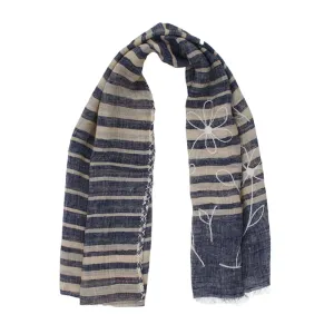 Denim & Beige Linen Scarf