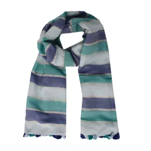 Blue Striped Silk Scarf