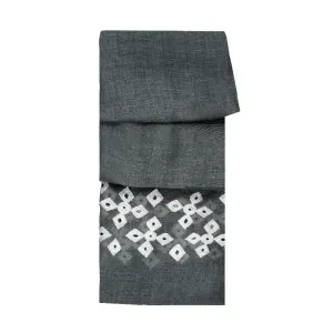 White Diamonds Grey Linen Scarf