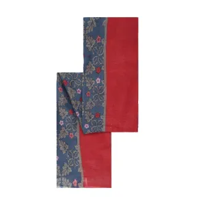 Leaves Blue & Pink Cotton Scarf