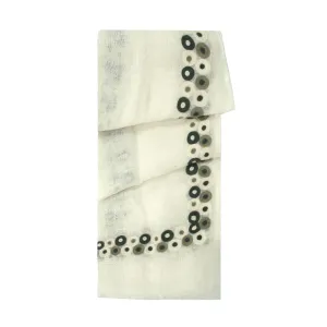 Olive Circles Beige Linen Scarf