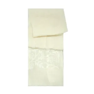 White Flowers Linen Scarf