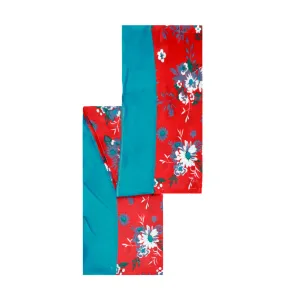 Flowers Turquoise Red Cotton Scarf