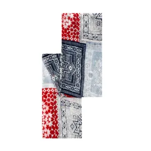 Red & Blue Prints Cotton Scarf