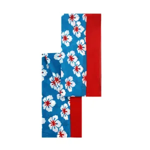 Flowers Blue & Red Cotton Scarf