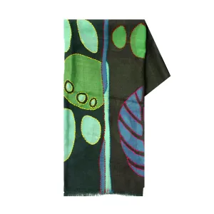 Leaves Olive Wool Scarf