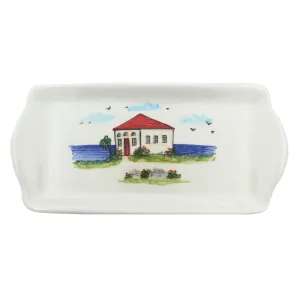 Traditional Lebanese Beach House Hand Painted Ceramic Tray 