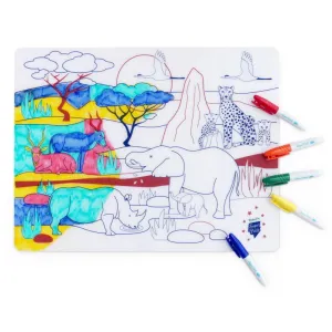 Coloring PlaceMat + 5 Erasable Markers - Savana