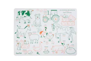 Coloring PlaceMat + 5 Erasable Markers - Farm